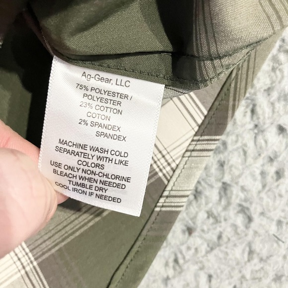 Ag Gear Shirt Mens 3XL Green Plaid Short Sleeve Vented Fishing Outdoor Hiking - Picture 4 of 8